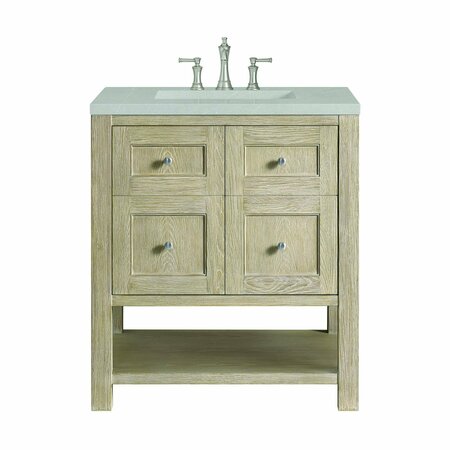 JAMES MARTIN VANITIES 30'' Single Vanity, Whitewashed Oak w/ 3 CM Eternal Serena Quartz Top 330-V30-WWO-3ESR